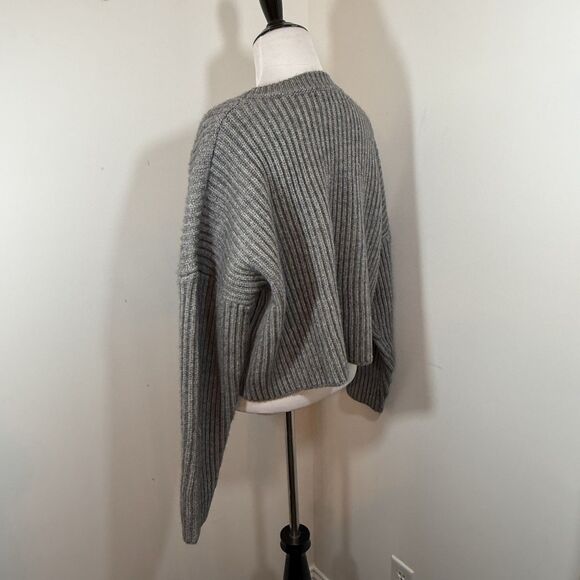 Dee Elly Sweater S Chunky Heavy Knit Ribbed Structured Pullover Cropped Gray - Picture 4 of 11